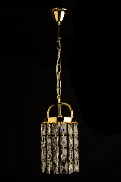 Подвес 8418/1/160 B GD золото/хрусталь 1x60W E14 d160 h700, KLD24